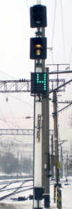 Групповой светофор с маршрутным указателем